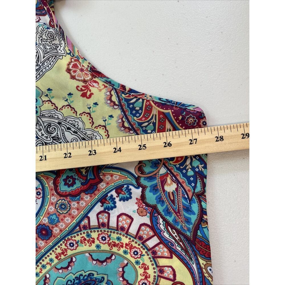 Spense Top Women 2XL Multicolor Paisley Tunic Button Up Sleeveless Shirt FLAW - Picture 9 of 11